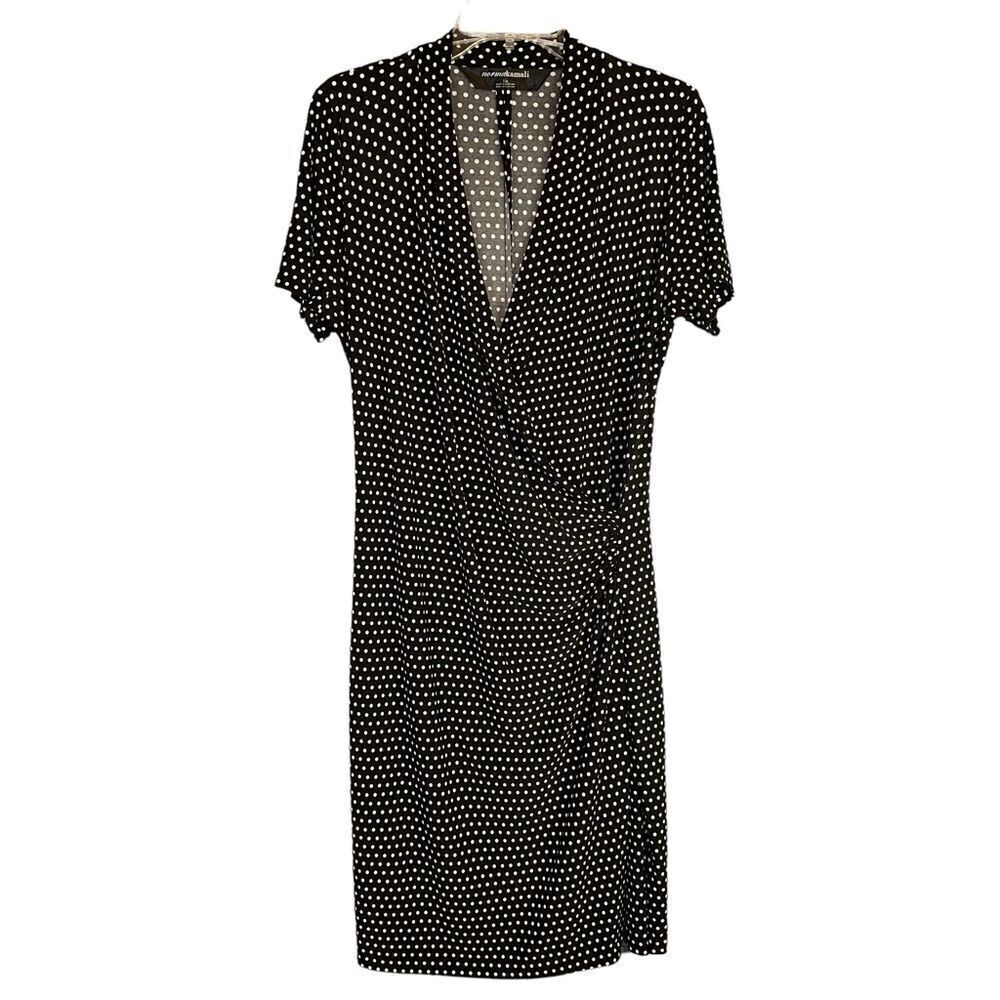 Norma Kamali Womens Polka‎ Dot Baby Dot Faux Wrap Dress Size Large Y2K Whimsical